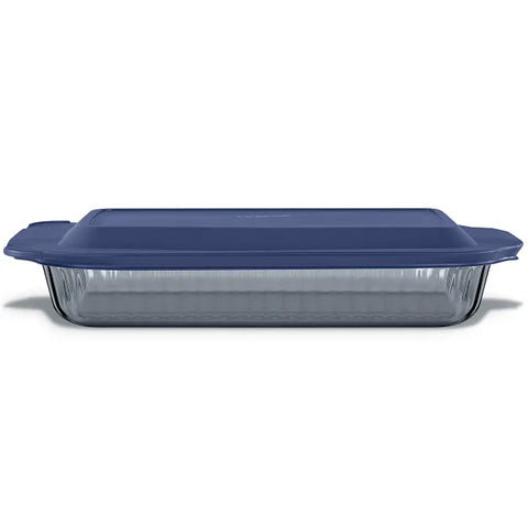 Pyrex® Colors Sculpted Tinted 9" x 13" Baking Dish with Plastic Lid, Smoke