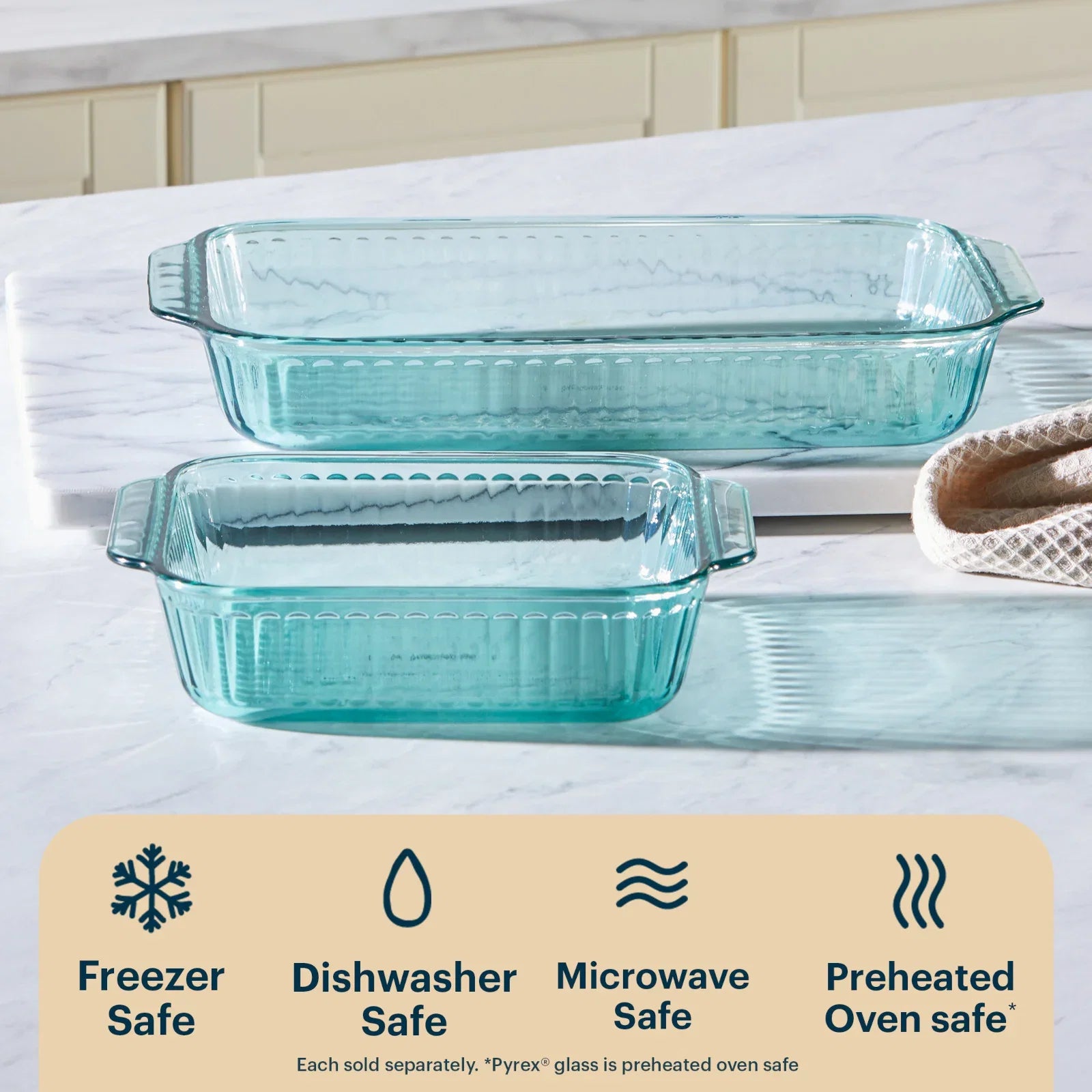 Pyrex Tan Square Pyrex® Sculpted Tinted Glass 8