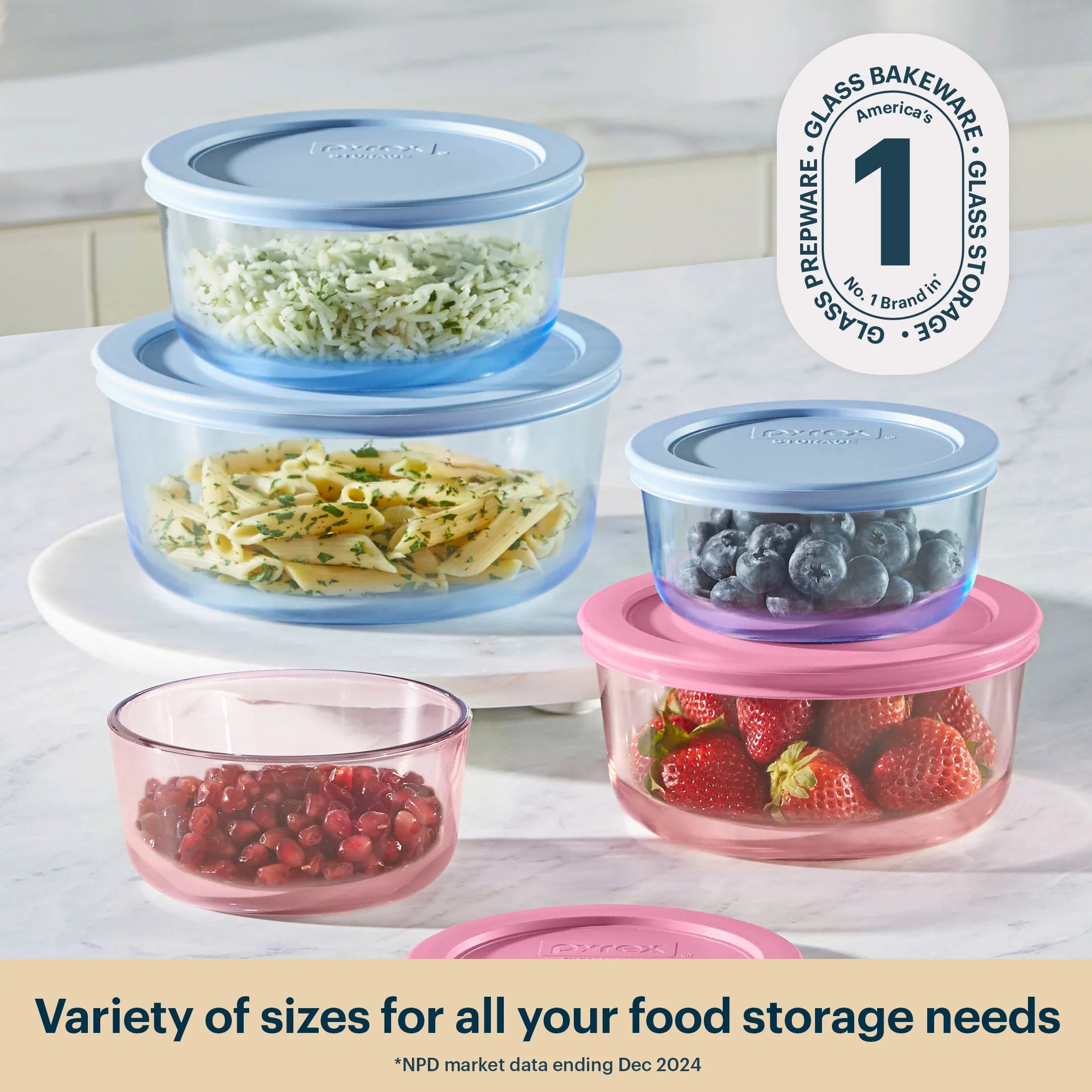 Pyrex® Simply Store® Tinted Glass Round Storage Containers, 10-pc Set ...