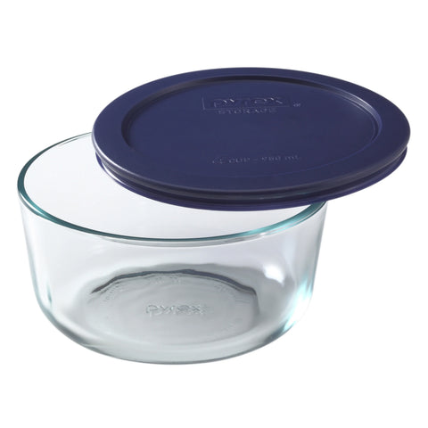 Pyrex® Simply Store® 4-cup Glass Food Storage Container with Blue Lid