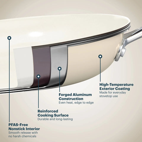 Pyrex® Ceramic Cookware 10.8-in/3.5qt Deep Fry Pan with Lid