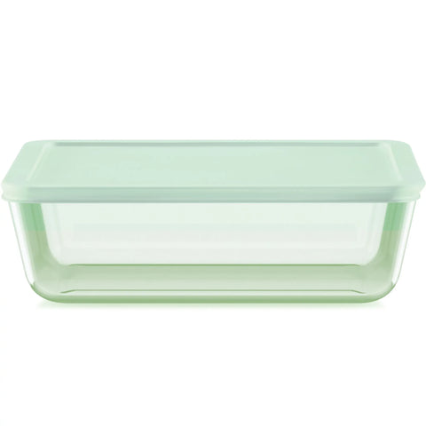 Pyrex® Simply Store® Tinted 11-cup Rectangle Storage with Green Plastic Lid