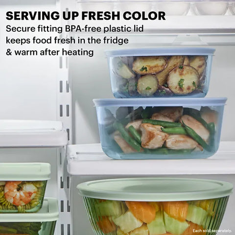 Pyrex® Simply Store® Tinted 6-piece Round Storage Value Pack with Blue Plastic Lids